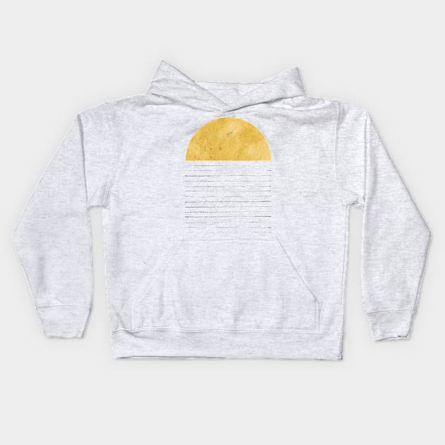 Mid century mustard shapes Kids Hoodie by WhalesWay